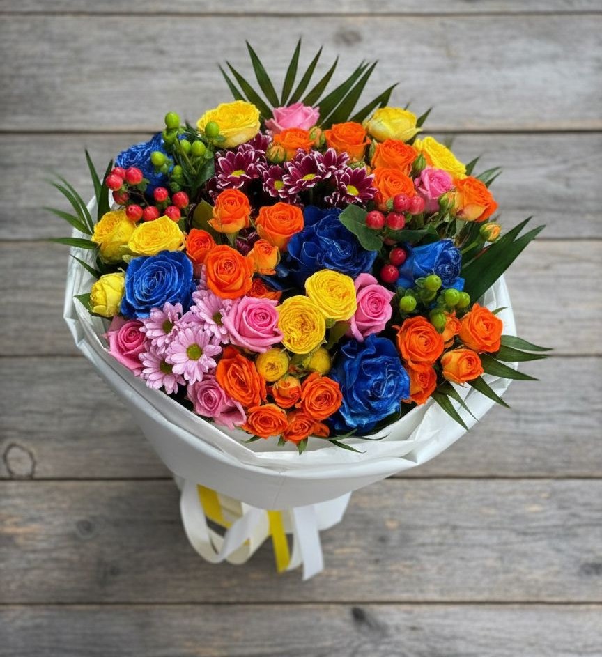 Букет цветов из: Розы и Хризантемы в Карпинске