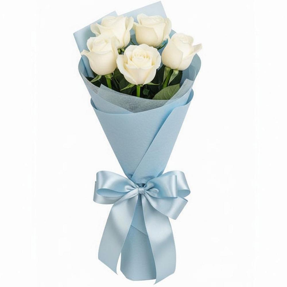 Букет 5 Белых роз Проуд в Карпинске