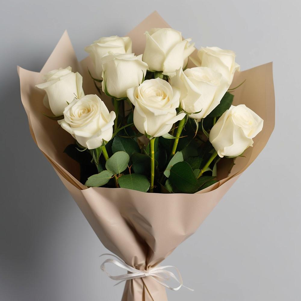 Букет 9 Белых роз Эдлесс Лав в Карпинске