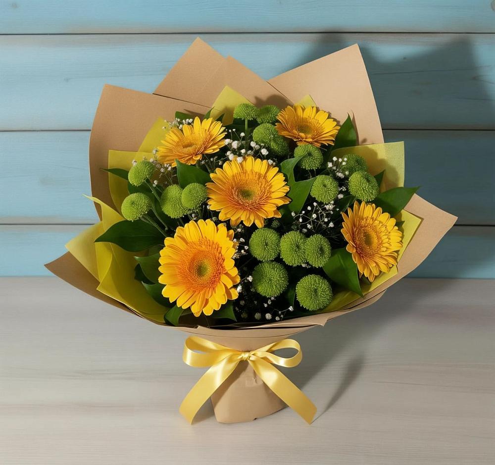 Букет цветов из: Герберы и Хризантемы в Карпинске