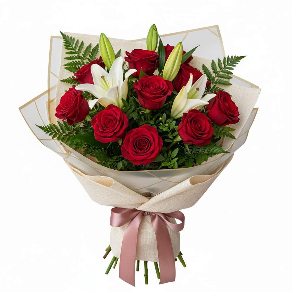 Букет цветов из: Лилии и Розы в Карпинске