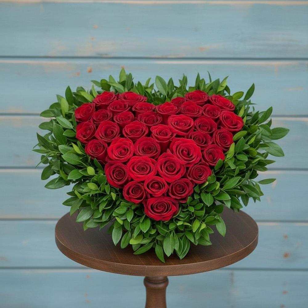 Цветочная композиция из Розы в виде сердца в Карпинске